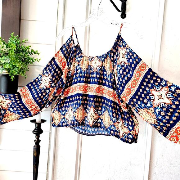 LA Hearts Boho Bohemian XS Small Top Blouse Crop Top Gypsy Festival Hippie #006 - Picture 9 of 13